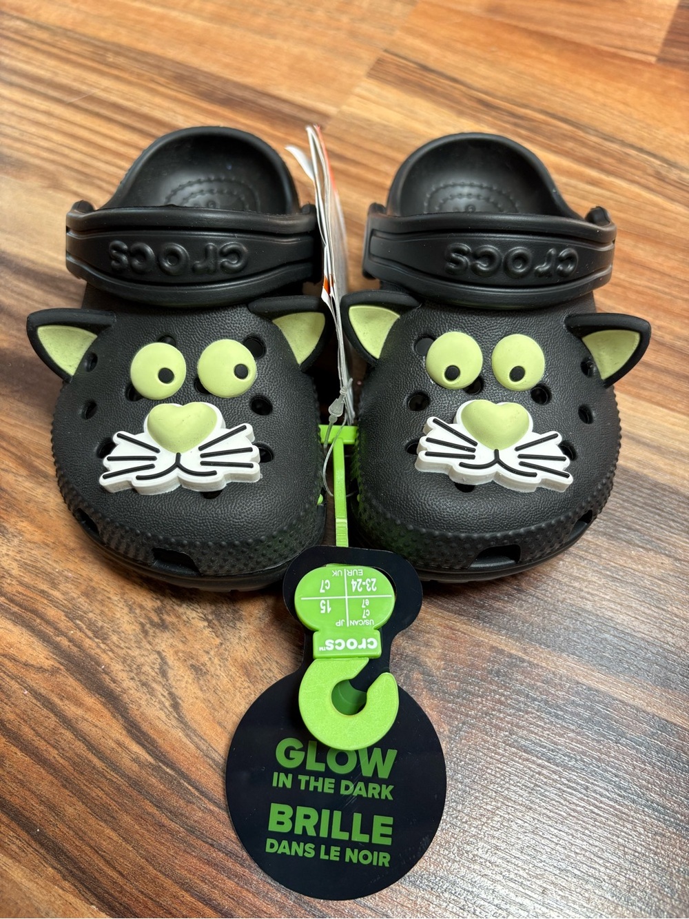 Crocs Kids' Black Glow-in-the-Dark Cat Clogs